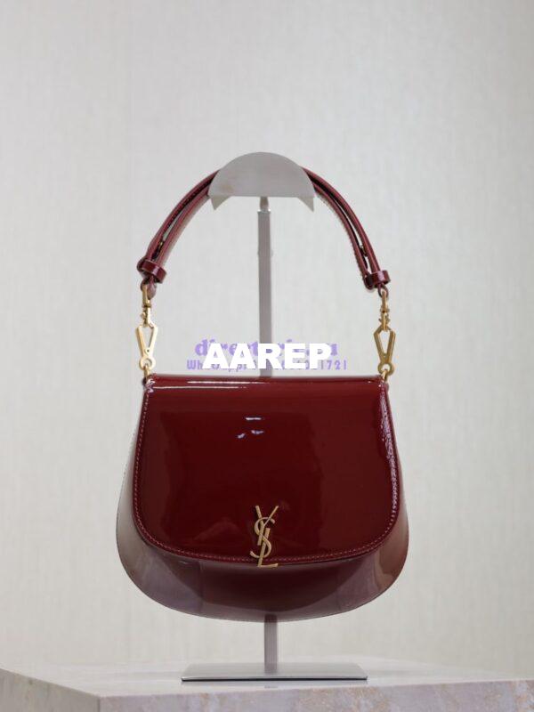 Replica YSL Saint Laurent Voltaire Top Handle In Patent Leather 8008460 Dark Red Wine 3