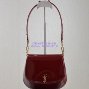 Replica YSL Saint Laurent Voltaire Top Handle In Patent Leather 8008460 Dark Red Wine 2