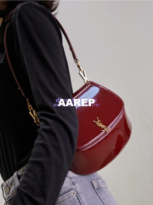 Replica YSL Saint Laurent Voltaire Top Handle In Patent Leather 8008460 Dark Red Wine 5