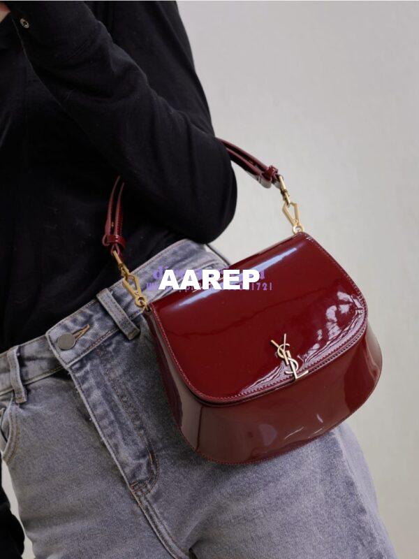 Replica YSL Saint Laurent Voltaire Top Handle In Patent Leather 8008460 Dark Red Wine 20