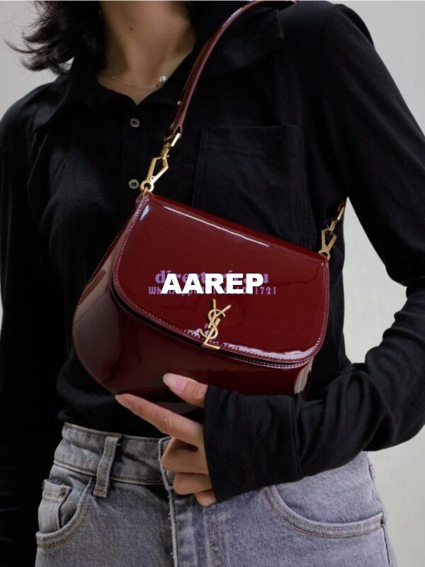 Replica YSL Saint Laurent Voltaire Top Handle In Patent Leather 8008460 Dark Red Wine 21