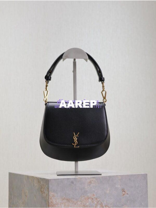 Replica YSL Saint Laurent Voltaire Top Handle In Box Leather 8008460 Black 3