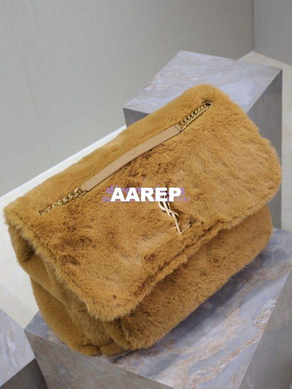Replica YSL Saint Laurent Niki Oversized in Feathers and Satin Brown 801627 3