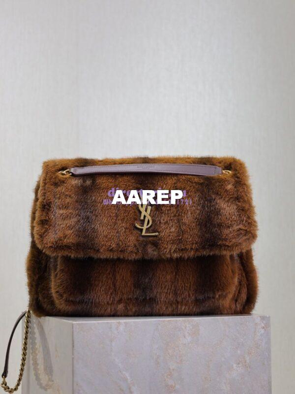 Replica YSL Saint Laurent Niki Large In Shearling Espresso And Gingerbread 803892 3