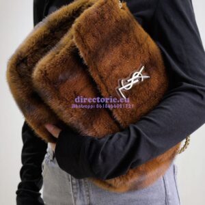 Replica YSL Saint Laurent Niki Large In Shearling Espresso And Gingerbread 803892 2