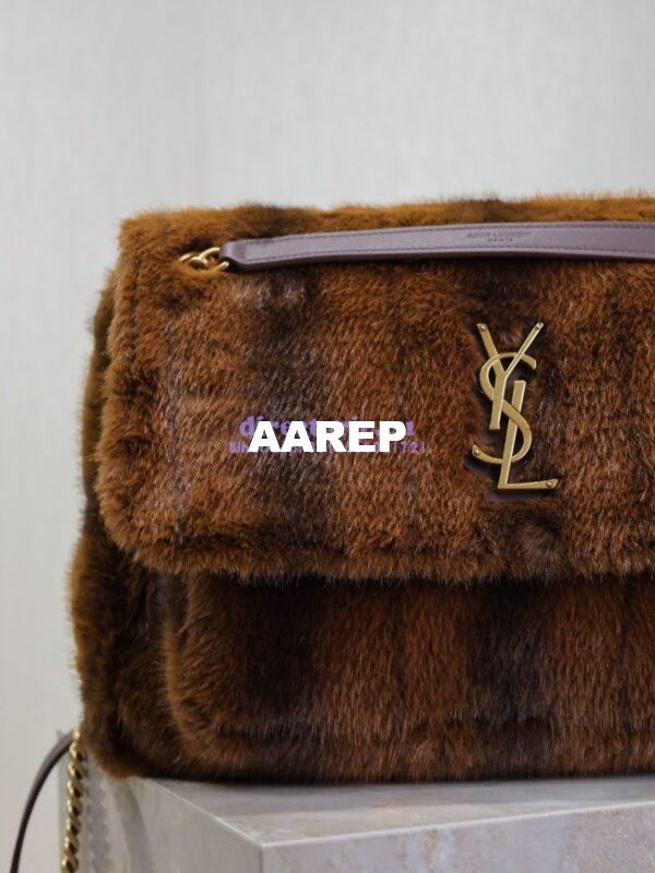 Replica YSL Saint Laurent Niki Large In Shearling Espresso And Gingerbread 803892 7