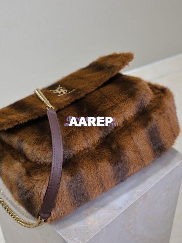 Replica YSL Saint Laurent Niki Large In Shearling Espresso And Gingerbread 803892 9