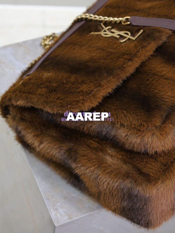 Replica YSL Saint Laurent Niki Large In Shearling Espresso And Gingerbread 803892 10
