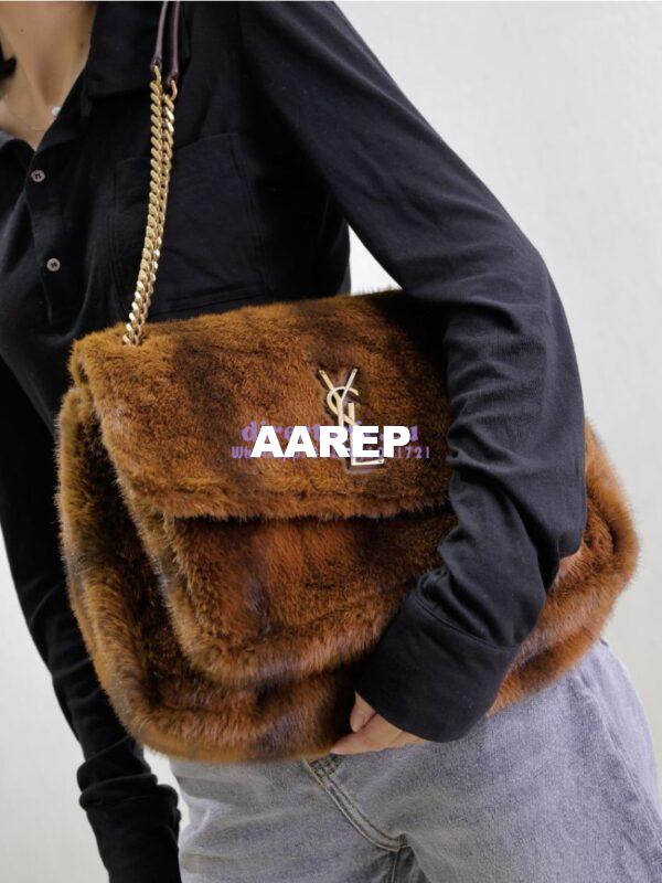 Replica YSL Saint Laurent Niki Large In Shearling Espresso And Gingerbread 803892 22