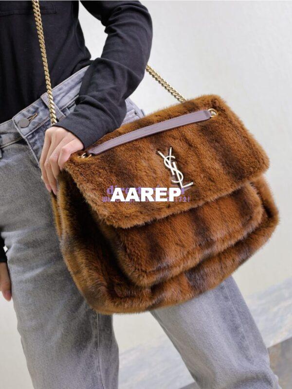 Replica YSL Saint Laurent Niki Large In Shearling Espresso And Gingerbread 803892 23
