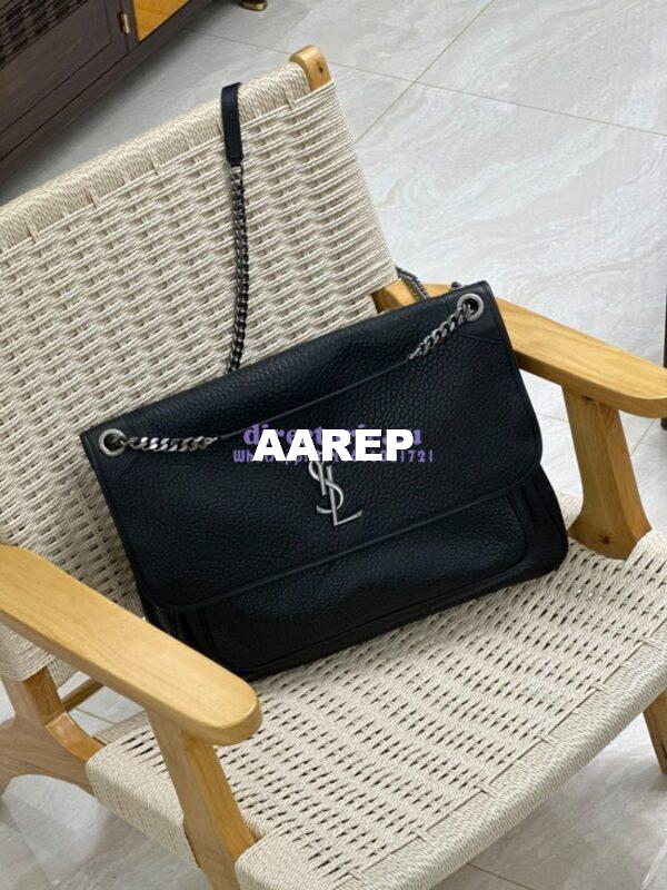 Replica Saint Laurent YSL Oversized Niki Bags in Grained Lambskin, Bronze-Toned Hardware 755857 Black 7