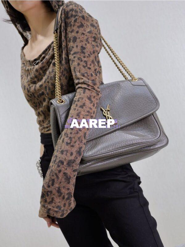 Replica Saint Laurent YSL Large Niki Bags in Grained Lambskin, Bronze-Toned Hardware 803777 Light Musk 21