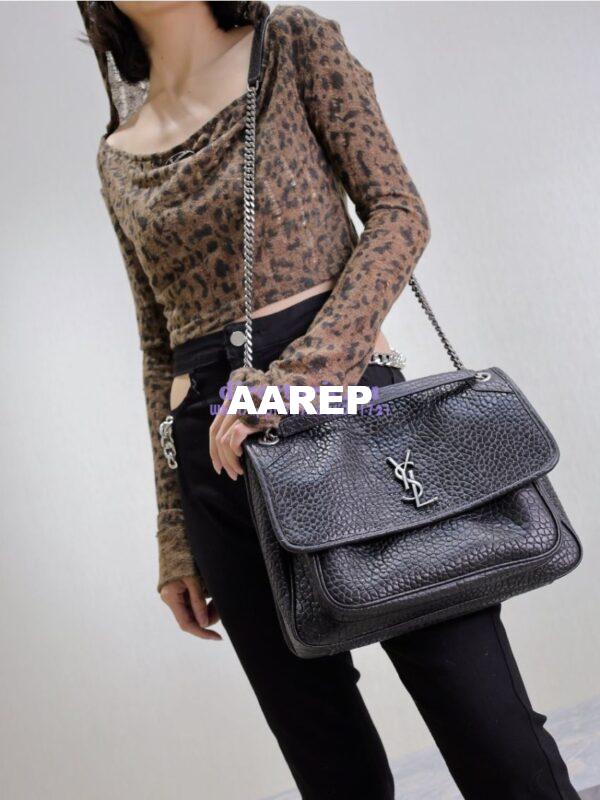 Replica Saint Laurent YSL Large Niki Bags in Grained Lambskin, Bronze-Toned Hardware 803777 Black 22
