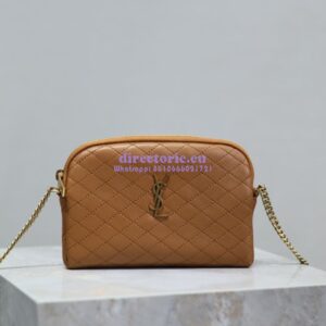 Replica YSL Saint Laurent Gaby Chain Pouch In Quilted Lambskin 7336671 Dark Cork