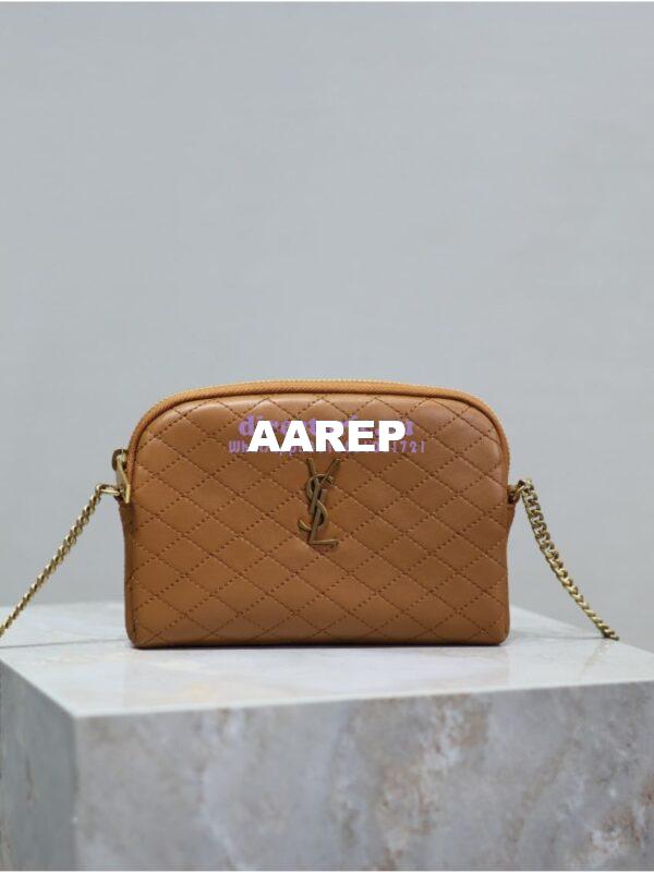 Replica YSL Saint Laurent Gaby Chain Pouch In Quilted Lambskin 7336671 Dark Cork 3