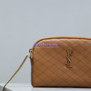 Replica YSL Saint Laurent Gaby Chain Pouch In Quilted Lambskin 7336671 Dark Cork 2