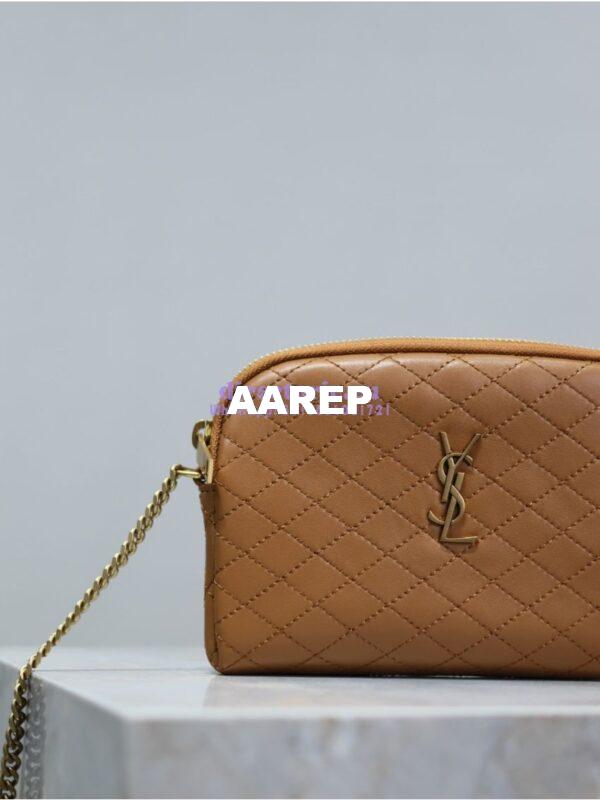 Replica YSL Saint Laurent Gaby Chain Pouch In Quilted Lambskin 7336671 Dark Cork 4