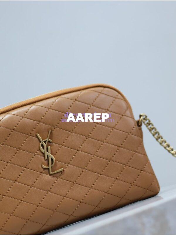 Replica YSL Saint Laurent Gaby Chain Pouch In Quilted Lambskin 7336671 Dark Cork 7
