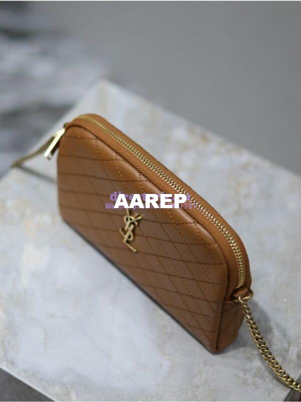 Replica YSL Saint Laurent Gaby Chain Pouch In Quilted Lambskin 7336671 Dark Cork 8