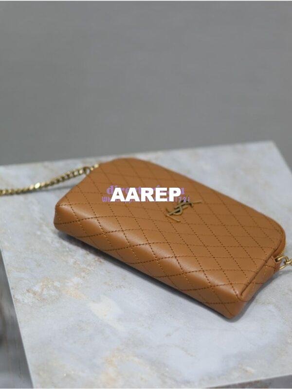 Replica YSL Saint Laurent Gaby Chain Pouch In Quilted Lambskin 7336671 Dark Cork 10