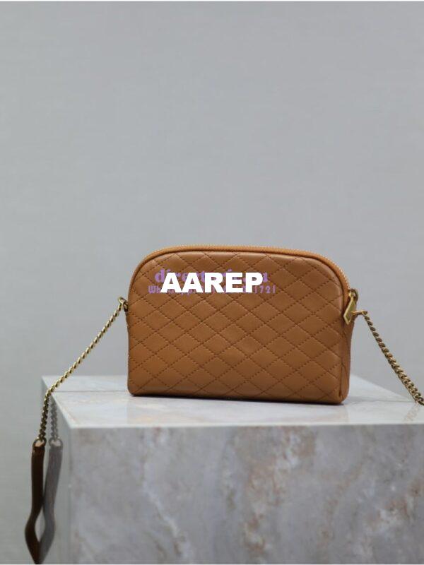 Replica YSL Saint Laurent Gaby Chain Pouch In Quilted Lambskin 7336671 Dark Cork 14