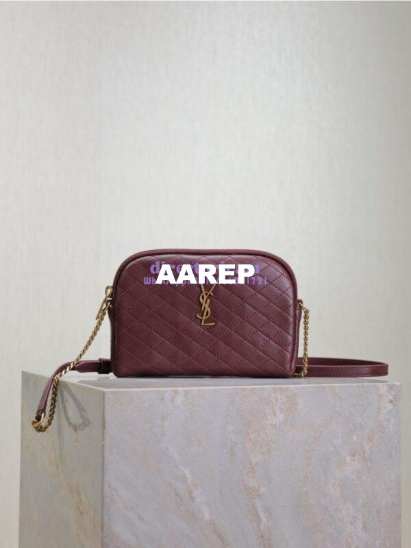 Replica YSL Saint Laurent Gaby Chain Pouch In Quilted Lambskin 7336671 Rouge Cabernet 3