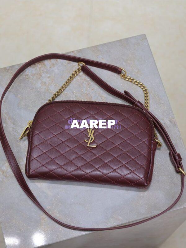 Replica YSL Saint Laurent Gaby Chain Pouch In Quilted Lambskin 7336671 Rouge Cabernet 4