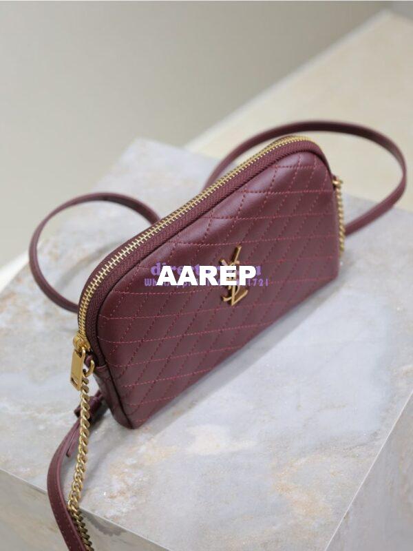 Replica YSL Saint Laurent Gaby Chain Pouch In Quilted Lambskin 7336671 Rouge Cabernet 6