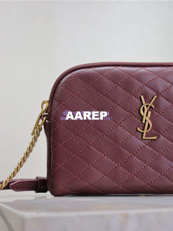 Replica YSL Saint Laurent Gaby Chain Pouch In Quilted Lambskin 7336671 Rouge Cabernet 7