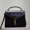 Replica YSL Saint Laurent Cassandra Medium Top Handle In Box Leather And Suede 578000 Cognac 2