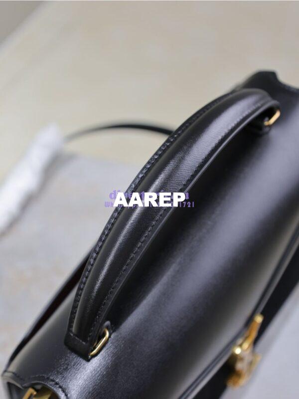 Replica YSL Saint Laurent Cassandra Medium Top Handle In Box Leather And Suede 578000 Black 9