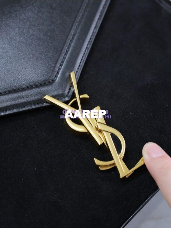Replica YSL Saint Laurent Cassandra Medium Top Handle In Box Leather And Suede 578000 Black 10