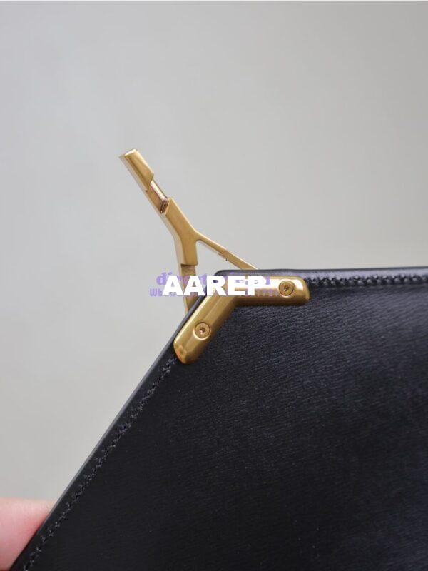 Replica YSL Saint Laurent Cassandra Medium Top Handle In Box Leather And Suede 578000 Black 11
