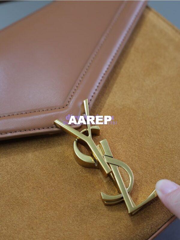 Replica YSL Saint Laurent Cassandra Medium Top Handle In Box Leather And Suede 578000 Cognac 9