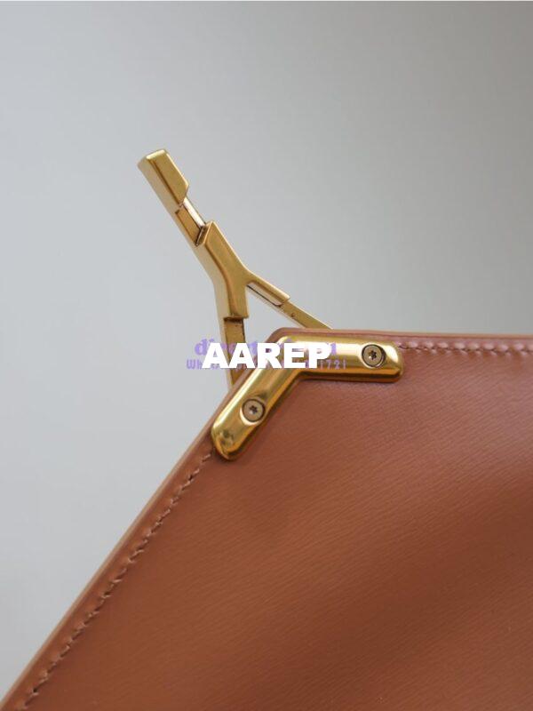 Replica YSL Saint Laurent Cassandra Medium Top Handle In Box Leather And Suede 578000 Cognac 15