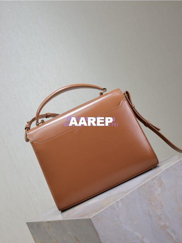 Replica YSL Saint Laurent Cassandra Medium Top Handle In Box Leather And Suede 578000 Cognac 16