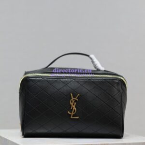 Replica YSL Saint Laurent Gaby Vanity Case Quilted Lambskin 753171 Black