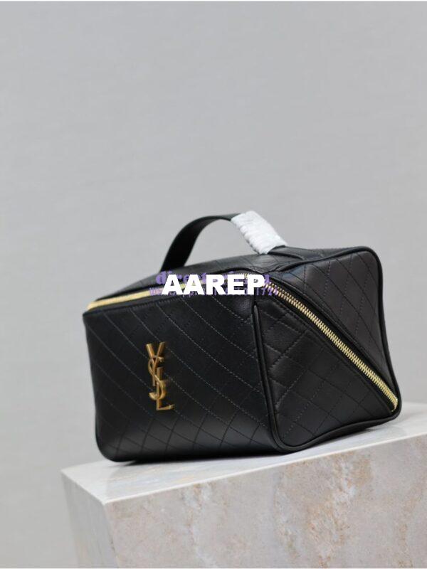 Replica YSL Saint Laurent Gaby Vanity Case Quilted Lambskin 753171 Black 5