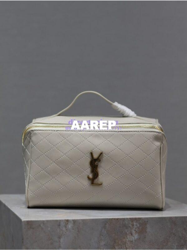 Replica YSL Saint Laurent Gaby Vanity Case Quilted Lambskin 753171 Blanc