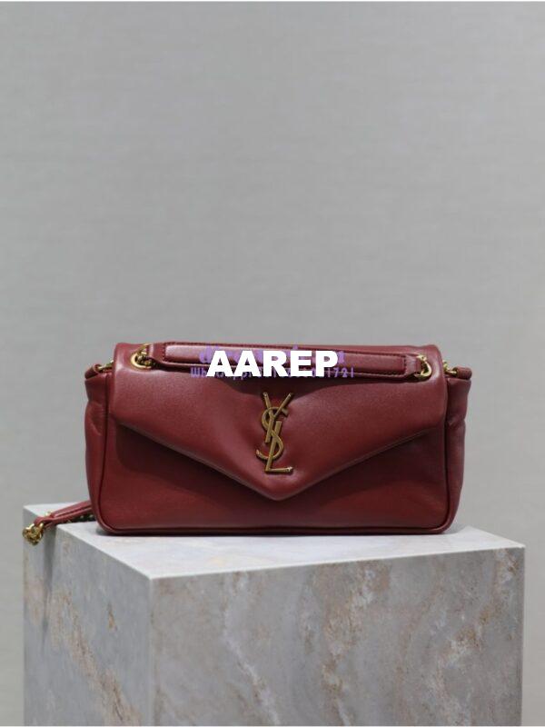Replica Saint Laurent YSL Calypso In Lambskin 734153 Rough Merlot 3