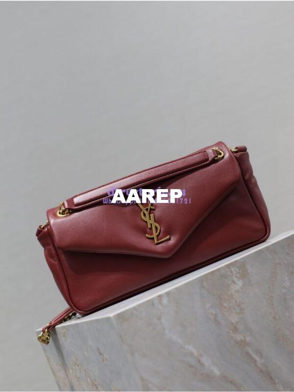 Replica Saint Laurent YSL Calypso In Lambskin 734153 Rough Merlot 5