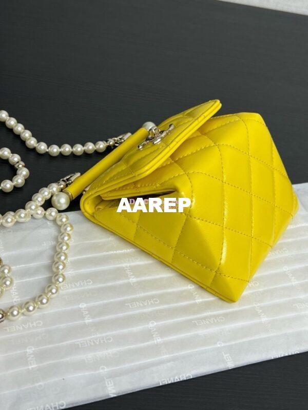 Replica Chanel 24P Lambskin Clutch With Chain AP4006 Yellow Limited Edition 7