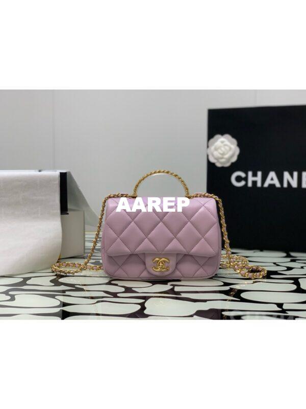 Replica Chanel Small Flap Bag With Top Handle Lambskin, Resin AS4848 Light Pink