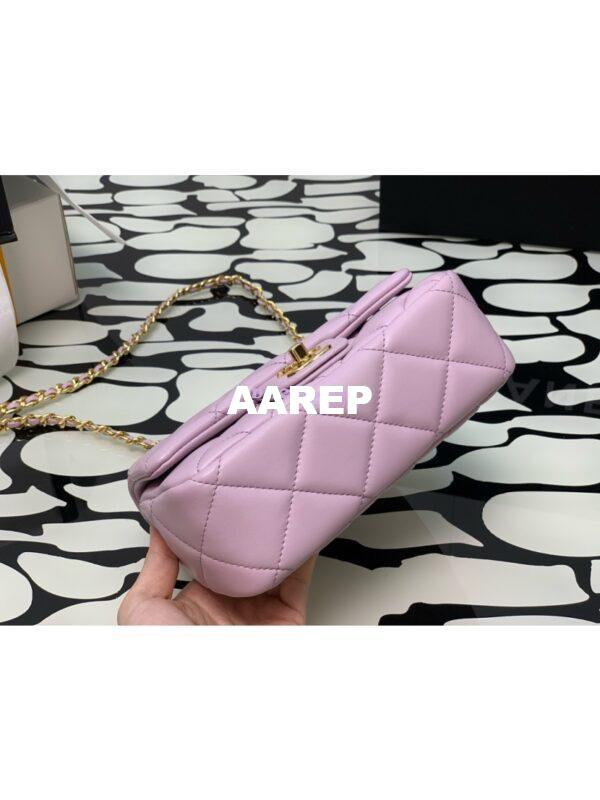Replica Chanel Small Flap Bag With Top Handle Lambskin, Resin AS4848 Light Pink 3