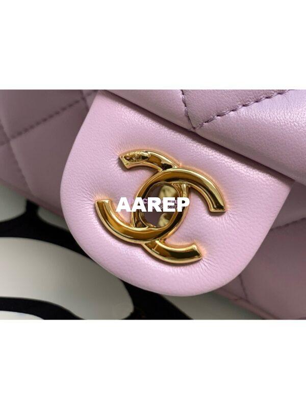Replica Chanel Small Flap Bag With Top Handle Lambskin, Resin AS4848 Light Pink 4
