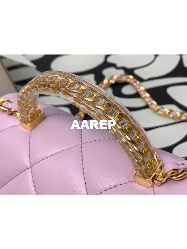 Replica Chanel Small Flap Bag With Top Handle Lambskin, Resin AS4848 Light Pink 5