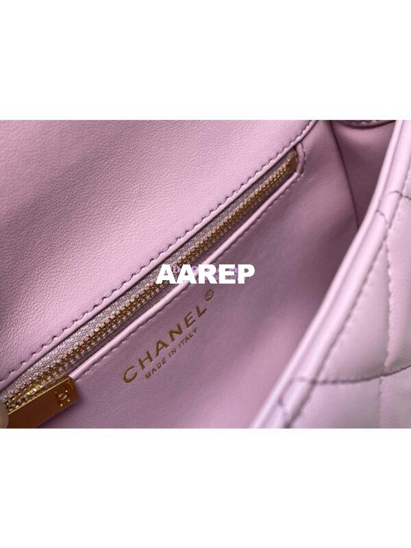 Replica Chanel Small Flap Bag With Top Handle Lambskin, Resin AS4848 Light Pink 6