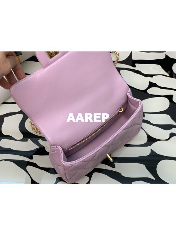 Replica Chanel Small Flap Bag With Top Handle Lambskin, Resin AS4848 Light Pink 7