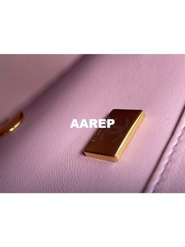 Replica Chanel Small Flap Bag With Top Handle Lambskin, Resin AS4848 Light Pink 9
