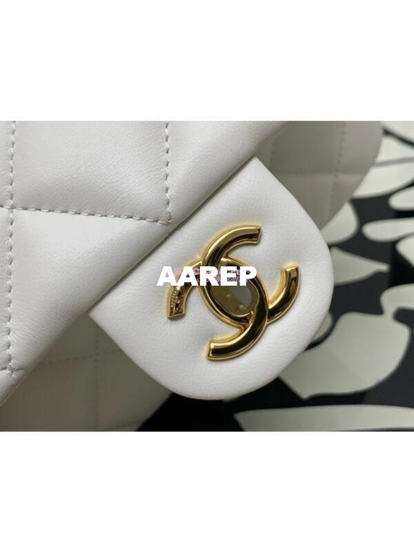 Replica Chanel Small Flap Bag With Top Handle Lambskin, Resin AS4848 White 3